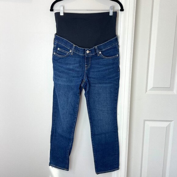 GAP Maternity True Waistband Full Panel Vintage Slim Jeans - Dark Indigo - 28S - Picture 1 of 11
